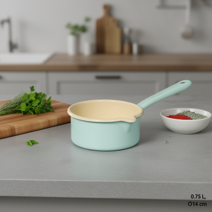 Casserole RIESS 0,75 L 14 cm turquoise avec bec verseur - Product Image 3