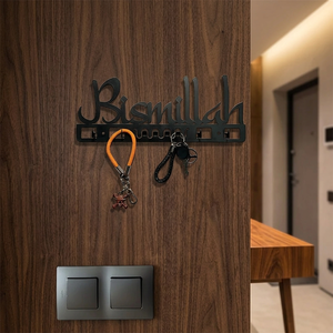 Perchero de pared metálico rectangular con gancho para llaveros, diseño cortado a mano, resistente, para colgar batas, toallas, sombreros, Eid Mubarak, ¡Gran oferta! - Product Image 3