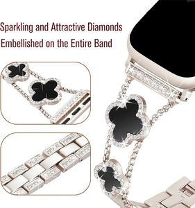 Bracelet de montre en métal Upro Four Clover avec diamants pour Apple Watch 8/SE/7/6/5/4/3/2/1, bracelet de montre en métal tendance pour femmes - Product Image 4