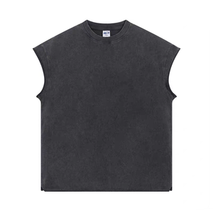 T-shirt sans manches pour <span class=keywords><strong>homme</strong></span> Débardeur court surdimensionné personnalisé 100% coton lourd Boxy coton lavé à l'acide Vintage graphique solide - Product Image 3