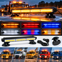 Lampe de travail LED COB double face, lampe stroboscopique d'avertissement pour voiture, 54W, barre lumineuse d'urgence, base magnétique