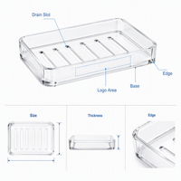 Support à Savon en Acrylique Personnalisé Transparent avec Fentes de Drainage pour Salle de Bain, Organisateur de Coiffeuse, Base de Rangement, Impression de Logo OEM