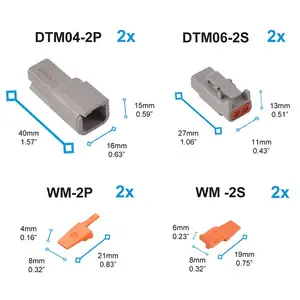 JRready 2 pin Kit Conector Deutsch DTM ST6142, 2 Define Cinza Conector À Prova D' Água Estilo Barril Contatos 20 # Terminais