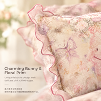 Parure de lit de luxe princesse à volants 3 pièces 100% coton imprimé réactif motif rose élégant pour la décoration intérieure