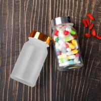 Flacon en verre givré de 100 ml, capsule, conteneur pour pilules, avec bouchon en plastique coloré, médicament, marque YMP