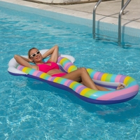 En gros, Flotteur inclinable en maille arc-en-ciel, gonflable personnalisé, jouet aquatique, chaise longue portable, lit flottant, lit aquatique