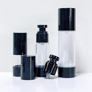 Cosmetic Packaging 15ml 30ml 50ml Black PP Lid Airless Spray <b>Bottles</b> <b>Empty</b> Refillable Lotion Airless Pump <b>Bottle</b> - Product Image 4
