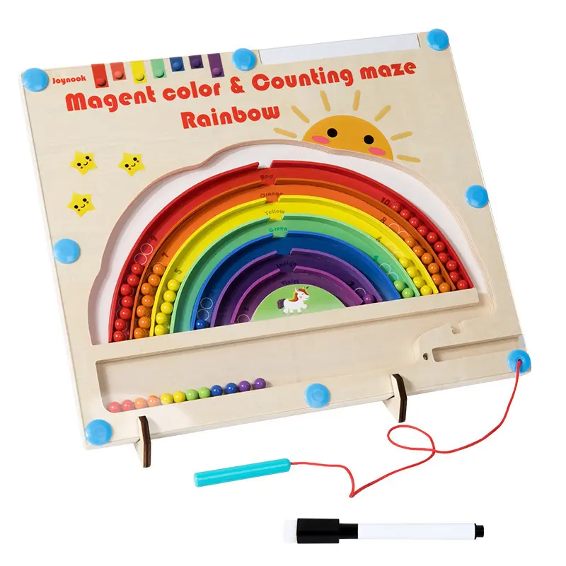 Preschool Children's Rainbow Magnetic Color And Number Maze Montessori Games Educational Learning Toys For Boys & Girls