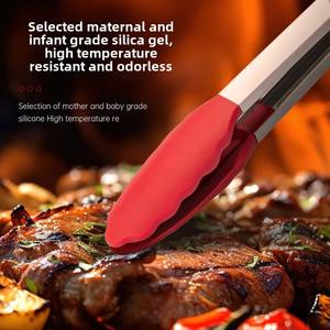 Pinzas de Silicona de Grado Alimenticio y Acero Inoxidable, Resistentes a Altas Temperaturas, Anti-Quemaduras, para Barbacoa, Venta al Por Mayor - Product Image 5