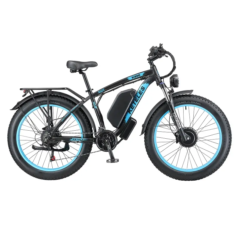 Bicicleta elétrica original de fábrica, preço de atacado, 2x1000w, motor duplo, pneu gordo de 26 polegadas, 23ah, bateria grande, longo alcance, 2000w