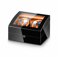 Remontoir de montre automatique de luxe MINEESI fait main, 4+6 emplacements, en bois laqué brillant marron avec protection en cuir microfibre