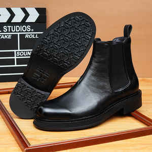 Botas de Tobillo de Cuero Genuino para Hombre, Estilo 2025, Casuales de Negocios, con Tacón Alto - Product Image 3