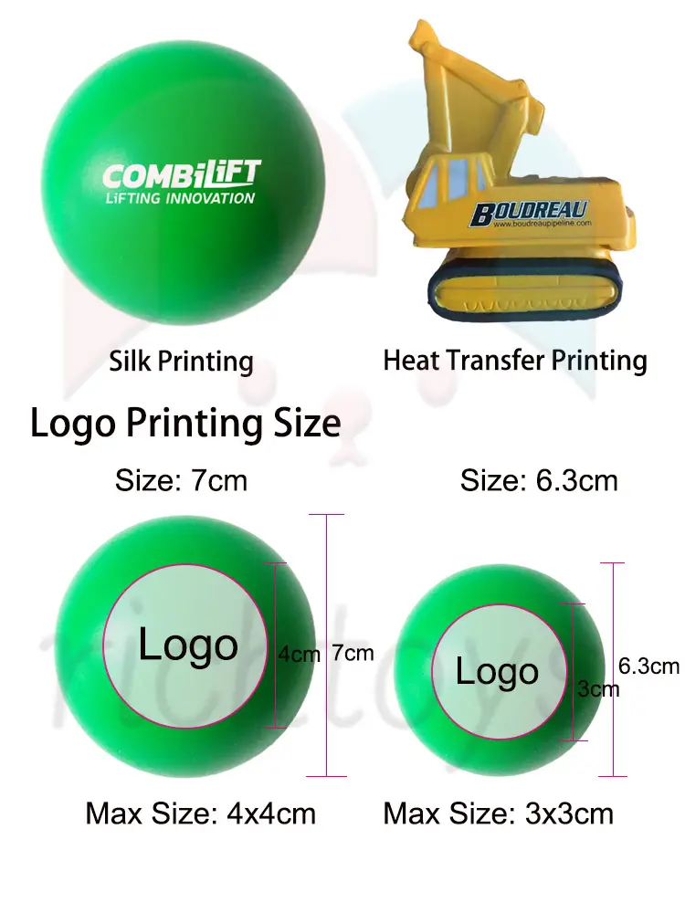 Pu Stress Bal Promotie Aangepaste Logo Afdrukken Pu Foam Ronde Stress Bal Voor Hand Pols Stress Reliëfs