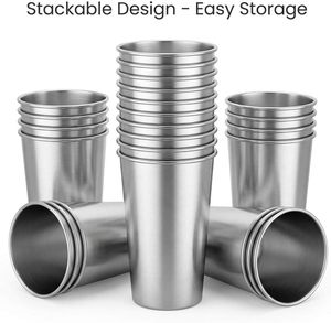 Vente en gros de gobelets empilables en acier inoxydable de 500 ml (16 onces) pour le voyage, le camping et la consommation d'eau - Product Image 4