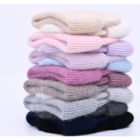 Chapeau en laine de cachemire et fourrure de lapin angora, écologique, durable, décontracté, luxueux, moelleux, pour filles et femmes, bonnet tricoté d'hiver