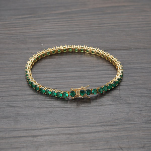 Pulsera de tenis de circonio verde de 4 mm, pulsera de circonita de una sola fila con incrustaciones de cobre, collar de moda Tanjing Lijing - Product Image 3