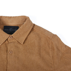 Custom Casual Vintage Estilo de color sólido sostenible de pana de manga larga Overshirt Camisas Chaqueta para los hombres Casual - Product Image 3