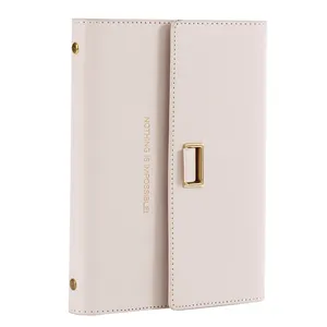 New Design PU Leather 6 Rings Binder With Pen Holder Notebook Study And Office A6 PU Leather Cover Notebooks