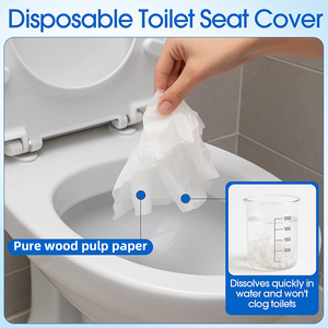 Protège-sièges de <span class=keywords><strong>toilette</strong></span> jetables et biodégradables, emballés individuellement, en papier, pour toilettes publiques, voyages et hôtels - Product Image 3
