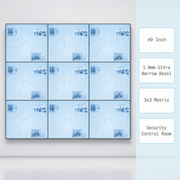 49 Inch LCD Video Wall 1.8mm Ultra Narrow Bezel 3x3 Matrix Splicing Screen for Security Control Room