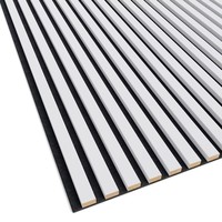 600*2400mm blanc PVC 3 côtés couvrant la latte MDF avec panneau mural en bois de mousse acoustique noire pour la décoration intérieure