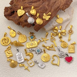 デザイナーチャーム ファッションDIYジュエリーアクセサリー ステンレス製 金メッキ ブーツ クロス ボウ パールペンダント ネックレス ブレスレット用 - Product Image 3