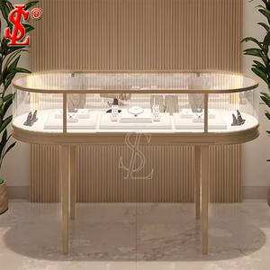Vetrina Espositiva per Gioielli <span class=keywords><strong>di</strong></span> Lusso in Oro, Design Personalizzato Curvo, Tavolo Espositivo in Vetro per Boutique <span class=keywords><strong>di</strong></span> Gioielleria - Product Image 3