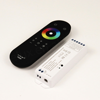 Controlador LED Inalámbrico de Alto Rendimiento RGBW/RGB/CCT/Color Único, DC12V/24V, Control Remoto Táctil RF de 4 Canales para Hogar y Comercios