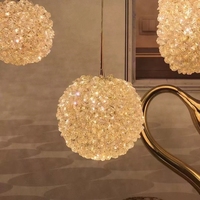 Lustre LED moderne en forme de boule de cristal, design luxueux pour escalier, suspension lumineuse, décoration moderne pour la maison, luminaire pour hall d'entrée et salon
