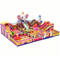 Parc gonflable géant en PVC sur le thème de l'éléphant, idéal pour les événements extérieurs et la location pour fêtes d'enfants