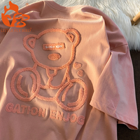 T-shirt surdimensionné à coupe décontractée en chenille brodée de qualité supérieure, personnalisable, tendance