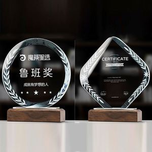 Nouveau Design Offre Spéciale Trophée Bois Cristal Prix Trophée Noyer Cristal Bois Trophée - Product Image 1