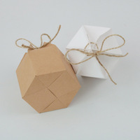 Boîte à biscuits en chocolat hexagonale, boîte à friandises, petite boîte pliante en papier kraft, boîte cadeau de mariage avec ruban