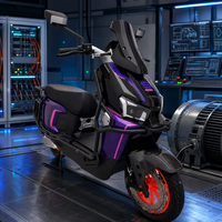 Moto électrique avec grand porte-bagages, moteur 3000W, batterie lithium 72V50AH, freinage avant et arrière, éclairage d'ambiance coloré