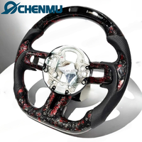 Volant en fibre de carbone forgée rouge LED, fourni par l'usine, pour Ford Mustang 2015 2016 2017 2018 2019 2020 2021 2022 2023, mise à niveau