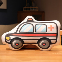 Oreiller doux de pompier de dessin animé mignon coussin de chevet personnalisé et jouet en peluche de voiture de transport pour enfants avec logo cadeau apaisant