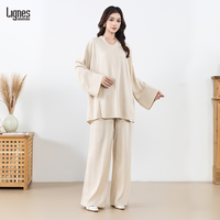 Ensemble 2 pièces de loungewear modeste pour femmes musulmanes, avec logo personnalisé OEM, col unique, tunique et pantalon ample