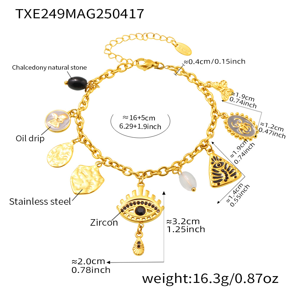 Bracelet Txe249-or zircon noir-16+5cm