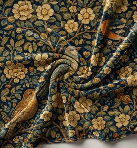 Tissu d'ameublement imprimé motif Strawberry Thief au mètre, motif floral botanique d'inspiration vintage, pour meubles décoratifs - Product Image 3
