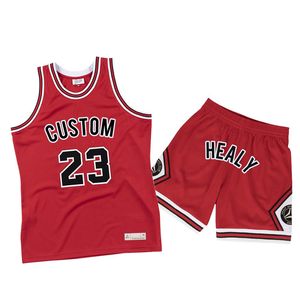 Conjunto de camiseta y pantalones cortos de baloncesto de secado rápido transpirable de malla retro uniforme de baloncesto para hombre personalizado - Product Image 1