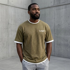 T-shirt à épaules tombantes 100 % coton, confortable, épais, respirant, avec broderie et impression, vente en gros pour usines de vêtements - Product Image 1