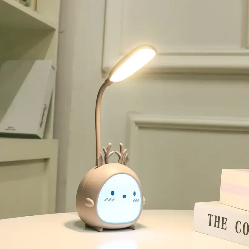 Three-speed Dimming Bedroom Night Light USB Rechargeable Cute Animal Learning Reading Eye Protection LED Desk Table Lamp