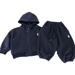 Tongxingyuan Baby Boys Fleece <b>Lined</b> Hoodie <b>Pants</b> Set Thick Windproof Autumn Winter Sweatpants Outfit - Product Image 5
