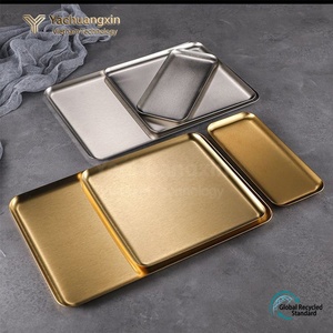 Stainless Steel <b>Rectangle</b> Dinnerware Set Durable Dishwasher Safe Minimalist Design Daily Use Tray Plate Collection - Product Image 5