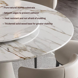 Modern Natural Marble <strong>Round</strong> <strong>Rotating</strong> Dining Room <strong>Table</strong> Large Rotatable <strong>Round</strong> Dining <strong>Table</strong> for Home - Product Image 3