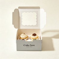 Boîte à gâteau pliable en carton biodégradable, qualité alimentaire, pour gâteaux, biscuits, beignets, avec logo