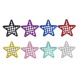 Iron on Glitter Edge Embroidery Checker Pattern <b>Star</b> Leopard Print <b>Lighting</b> Patch for Hat Hoodies Decoration - Product Image 3