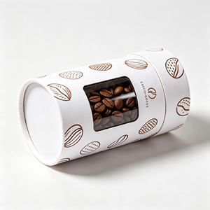 Boîte cylindrique en kraft durable avec fenêtre de visualisation, logo personnalisé pour l'emballage quotidien des grains de café et la protection contre l'humidité - Product Image 2