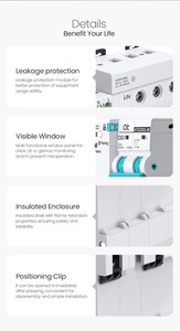 TUYAスマートサーキットブレーカー Wifi Rcbo <span class=keywords><strong>4P</strong></span> 1-63A調整可能 10kAタイマー ワイヤレスリモコン 漏電保護付き - Product Image 5