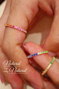 Xinfly 18K Pure Gold Colorful Natural Sapphire <b>Y2K</b> <b>Ring</b> Hot Sale Wedding Jewelry for Engagement Anniversary for Classic Parties - Product Image 2